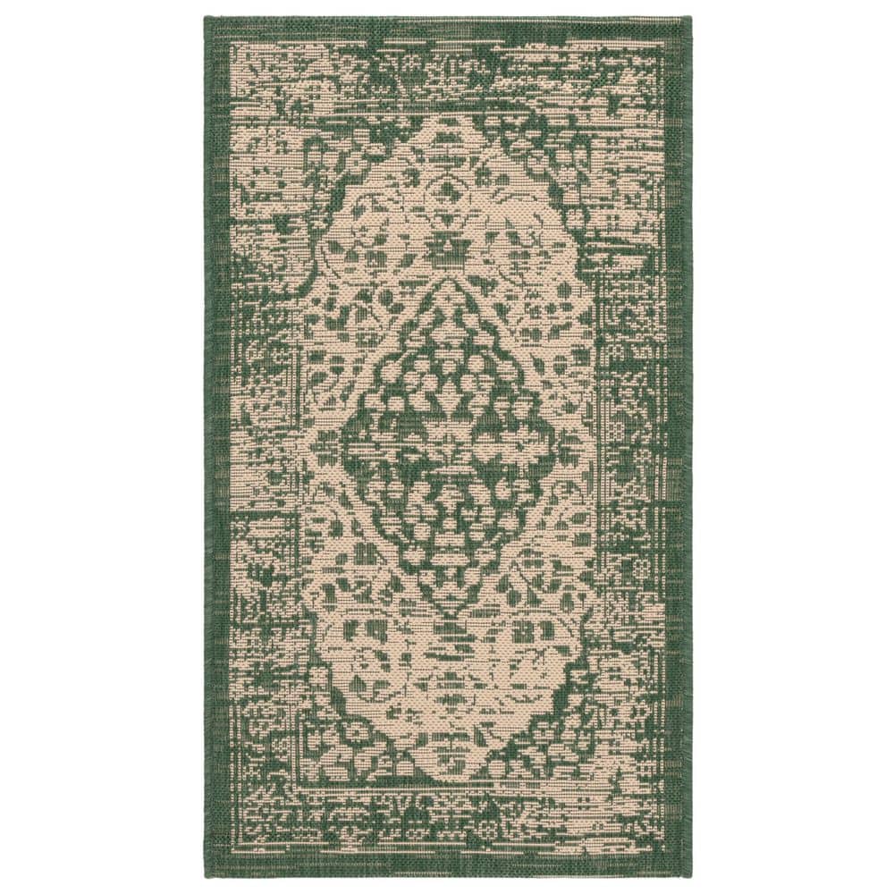 Courtyard Beige/Dark Green 3 ft. x 5 ft. Medallion Floral Border Indoor/Outdoor Area Rug price history on PriceWatchPro