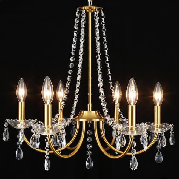 ZJVAIVE 19.68 in. 6-Light Gold Classic/Traditional Candle Style