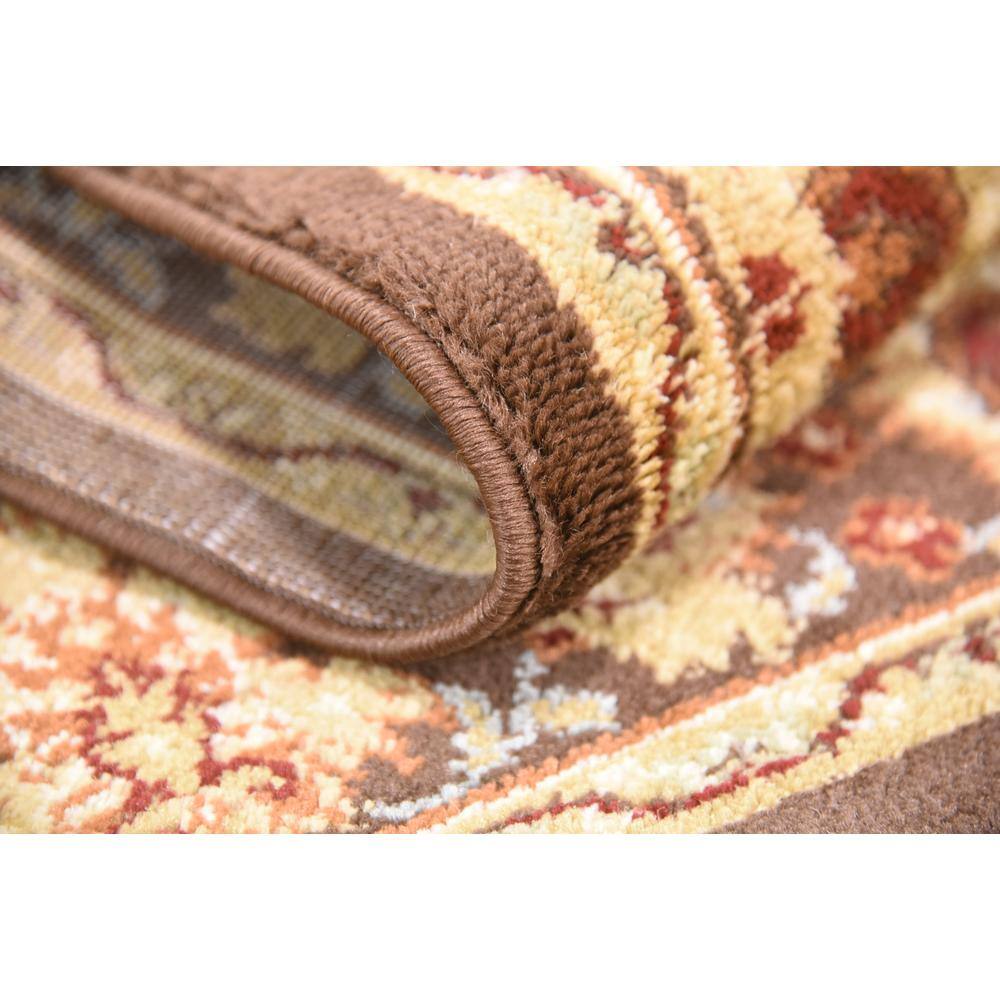 Ivory and Brown Square Synthetic Traditional Area Rug