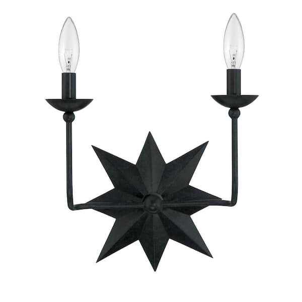Crystorama Astro 2-Light Black Wall Mount