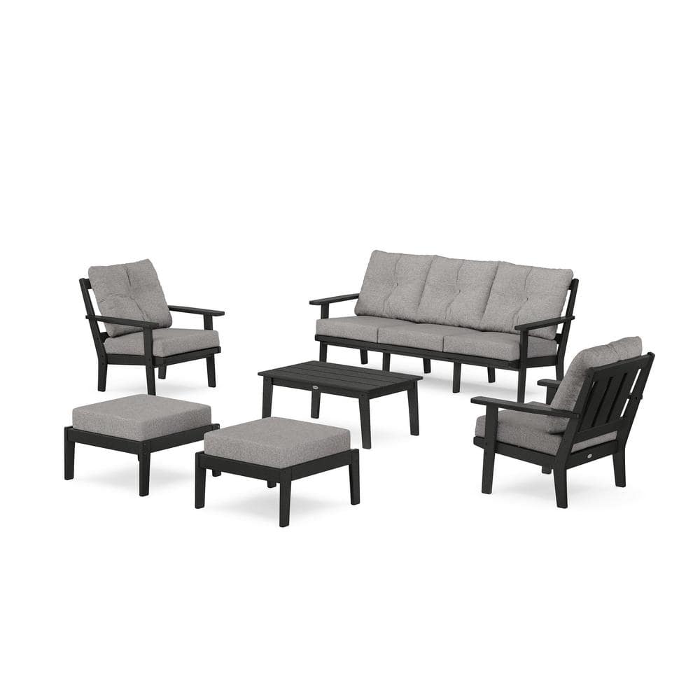 Oxford 6-Pcs Plastic Lounge Sofa Set in Black/Grey Mist Cushions price history on PriceWatchPro