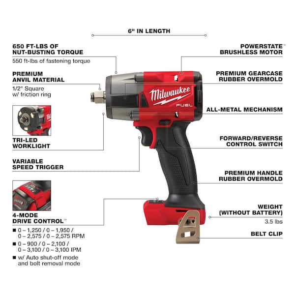 Milwaukee M18 FUEL 18V Lithium-Ion Brushless Cordless 1/2 in