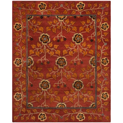 Safavieh Heritage Red Multi 4 Ft. X 6 Ft. Antique Floral Border Area 