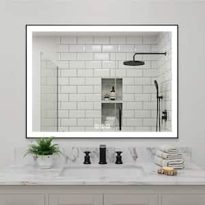 MOC 48 in. W x 36 in. H Large Rectangular Framed LED Lighted Wall Mount Bathroom Vanity Mirror with Memory Function