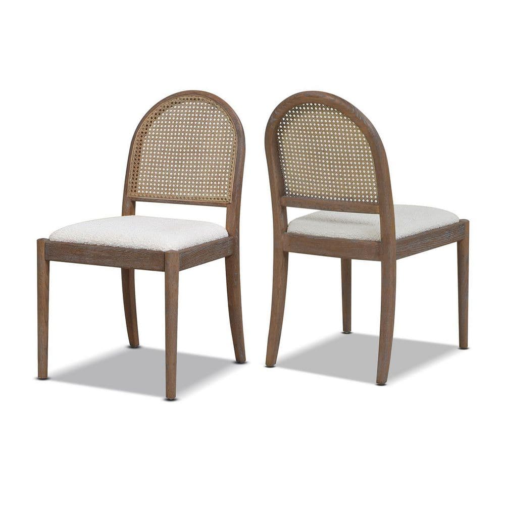 Jennifer Taylor Panama 18.5 in. White Rattan Chair Curved Ivory Boucle of Accent Dining The Home (Set 80020-MBW-2P-MY Cane Depot - 2)