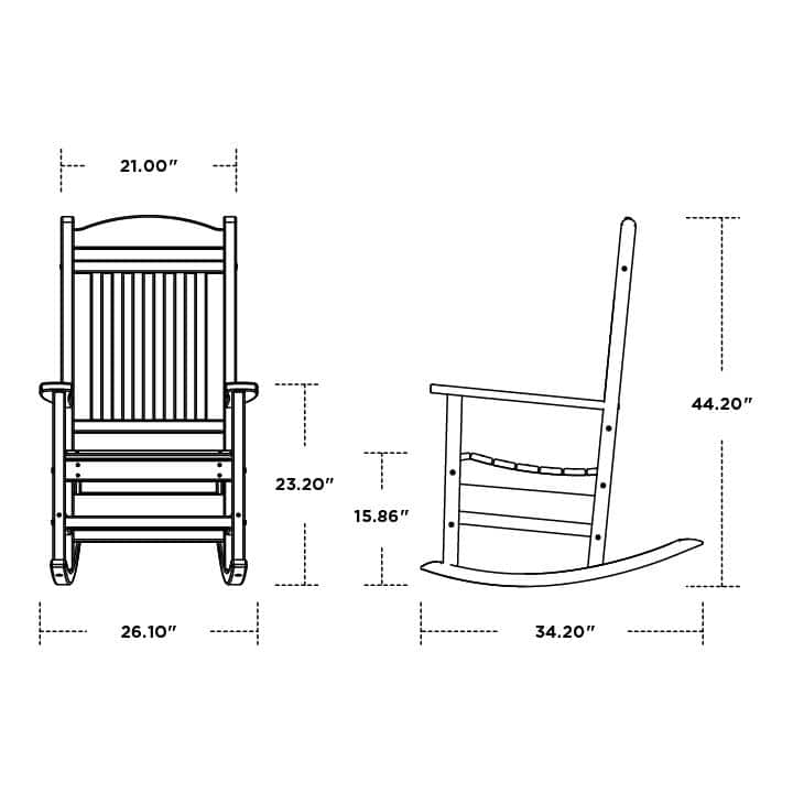 Teak Polywood Presidential Outdoor Rocking Chair with Arms