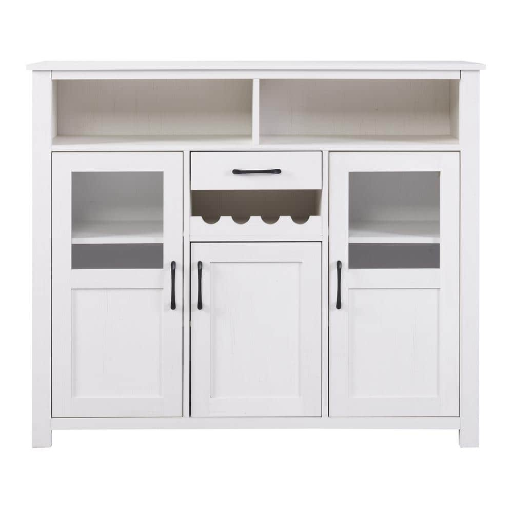 47.2 in. W Antique White Particle Board Retro Multifunctional Sideboard ...