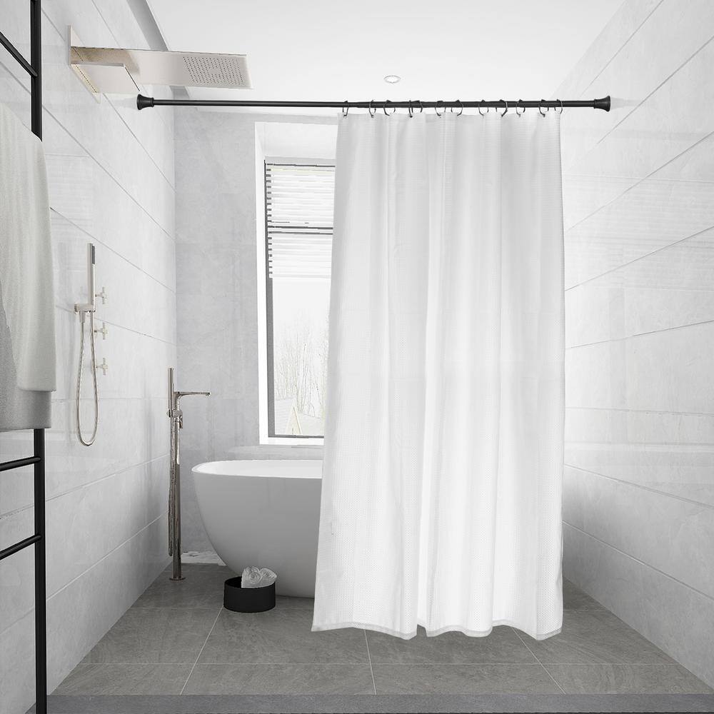 Adjustable Matte Black Aluminum Tension Shower Rod 44-72 Inches
