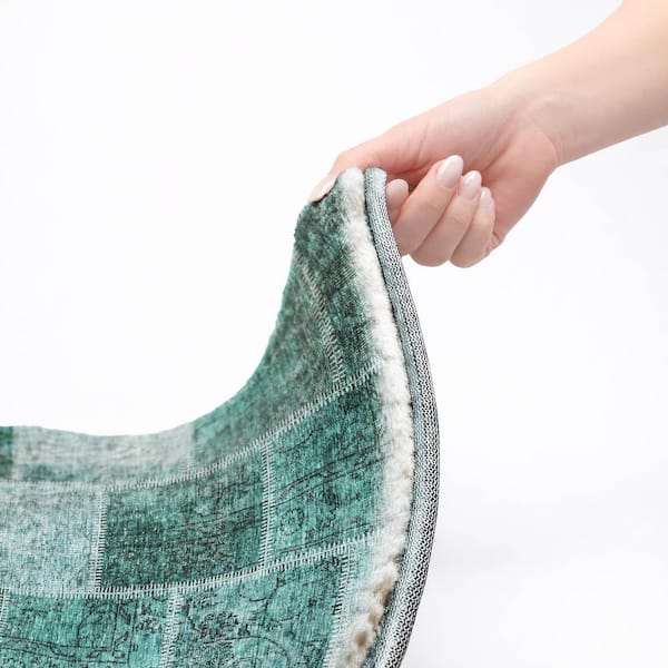 Dream Shag Premium Machine Washable Abstract ADS772 Teal 9 ft. x 12 ft. Area Rug