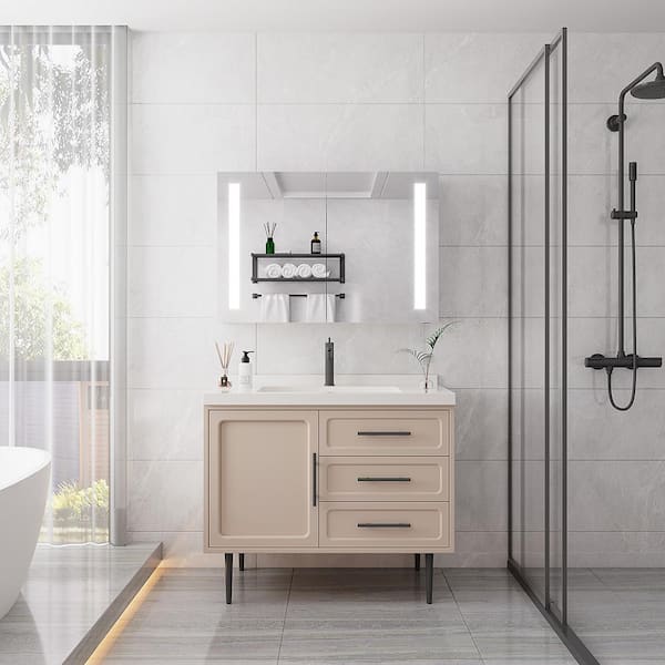 IDEAGLE 36 in. W x 24 in. H Rectangular Bathroom LED Medicine Cabinet with Mirror, Medicine Cabinet with Lights