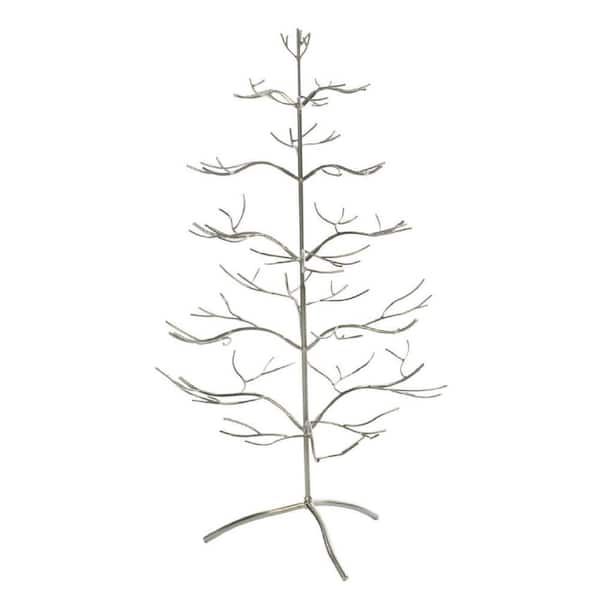 36 in. Silver Metal Ornament Tree with Hanging Branches