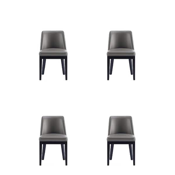 Manhattan Comfort Gansevoort Pebble Grey Faux Leather Dining Chair (Set of 4)