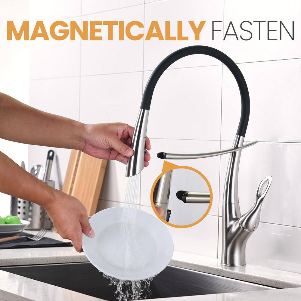 Brushed Nickel Single-Handle Pull-Out Kitchen Faucet with Spray