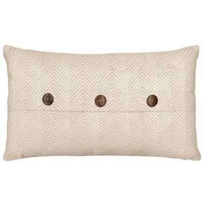 Milly Casual Chevron Beige/White 14 in. x 24 in. Decorative Lumbar Throw Pillow