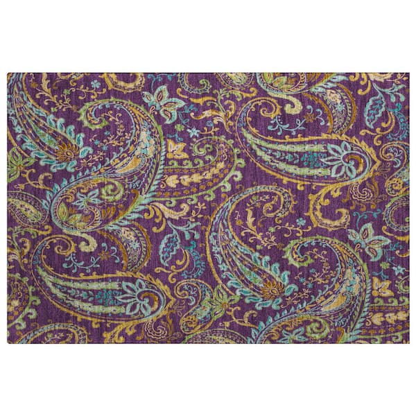 Dream Shag Premium Machine Washable Abstract ADS533 Purple 3 ft. x 4 ft. Area Rug