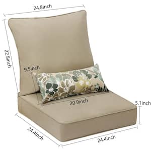 24 in. x 24 in. Outdoor Deep Seating Lounge Chair Cushion in Brown (Set of 6) (2 Back 2 Seater 2 Pillow)