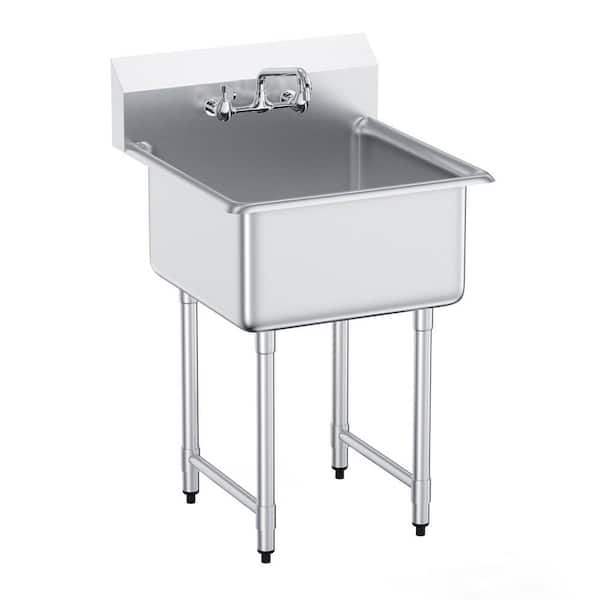 Stainless Steel Prep and Utility Sink, 1 Compartment Free Standing Sink with Faucet and Legs, 27 in. x 41 in.