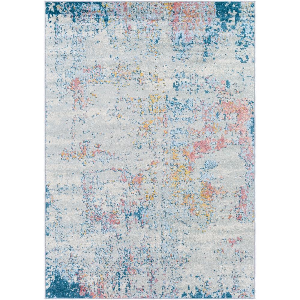 Livabliss Yamikani Aqua/Coral 5 ft. x 7 ft. Indoor Area Rug ...