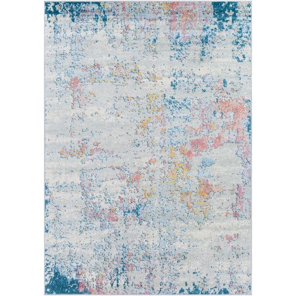 Yamikani Aqua/Coral 5 ft. x 7 ft. Indoor Area Rug