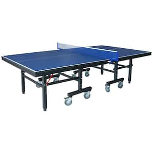 Paddles Hathaway Bounce Back Table Tennis Regulation-Sized 9’x5’ Blue Table with Folding Halves for Individual Play Balls Includes Net 