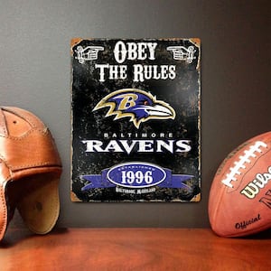 14.5 in. H x 11.5 in. D Heavy Duty Steel Baltimore Ravens Embossed Metal Sign Wall Art