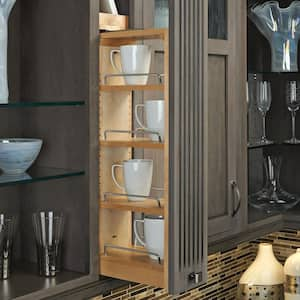 Brown Pull-Out Wall Filler Cabinet Wooden Organizer, 39 in. Hgt