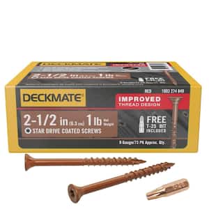 2 LB  2/1/2" 146 PC 9 GA Deck Screws Red Coated Star Drive Patented Thread 