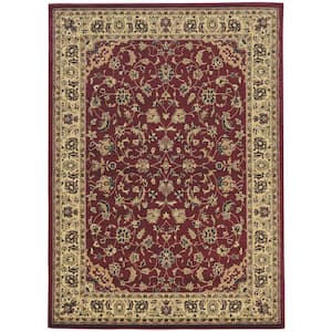Castello Burgundy 5 ft. x 7 ft. Traditional Oriental Floral Area Rug