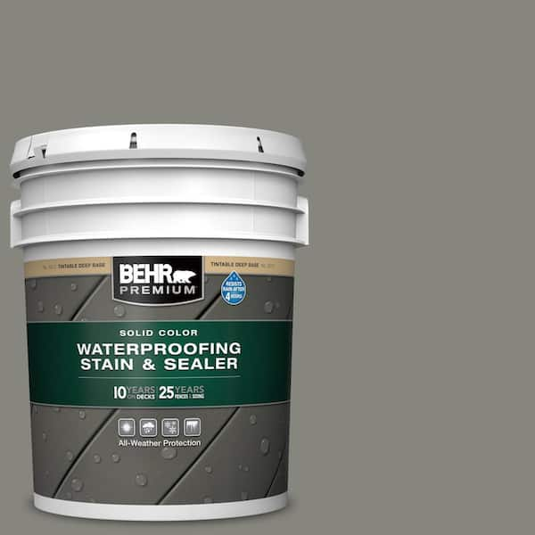 BEHR PREMIUM 5 gal. #SC-137 Drift Gray Solid Color Waterproofing Exterior  Wood Stain and Sealer 501305 - The Home Depot