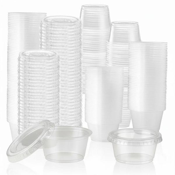 240-Pack 2oz Clear Plastic Disposable Food Storage Cups with Leak-Free Lids for Sauces, Condiments, Jello Shots