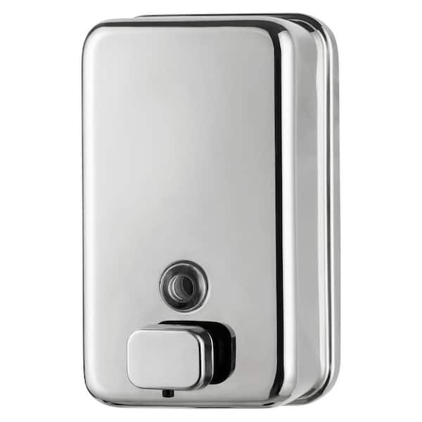 37 oz. Wall Mounted Soap Dispenser, Polished Stainless Steel Manual Dispenser for High Traffic Restrooms