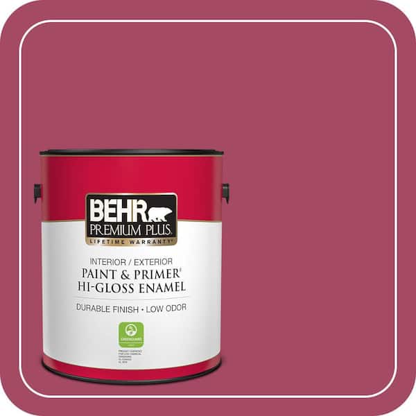 BEHR PREMIUM PLUS 1 gal. #120D-5 Glazed Raspberry Hi-Gloss Enamel Interior/Exterior Paint & Primer