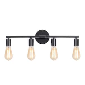 22.8 in. 4-Light Black Modern Wall Sconce Bathroom Vanity-Light Indoor Wall Light for Living Room