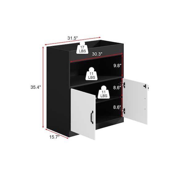 FUFU&GAGA Black & White 35.4 in. H Accent Storage Cabinet, Office