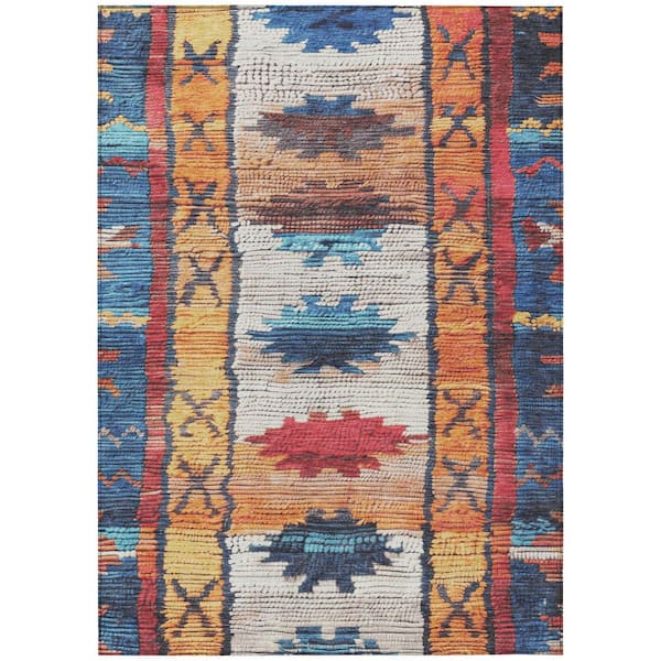 Chantille Machine Washable Indoor/Outdoor Abstract ACN1946 Navy 5 ft. x 7 ft. 6 in. Area Rug