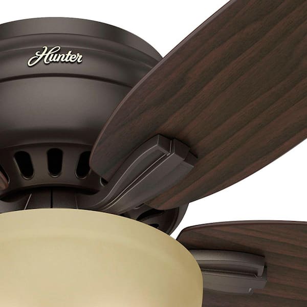 Hunter - Newsome 52 in. Indoor Premier Bronze Bowl Light Kit Low-Profile Ceiling Fan