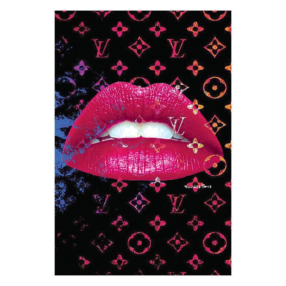 Fashion Glam Sparkling Pink Lips 20" x 30" Canvas Wall Art