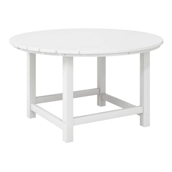 WESTIN OUTDOOR Children's Laguna Outdoor Patio All Weather Fade Resistant Kids Poly Plastic 38 in. Round Picnic Dining Table in White