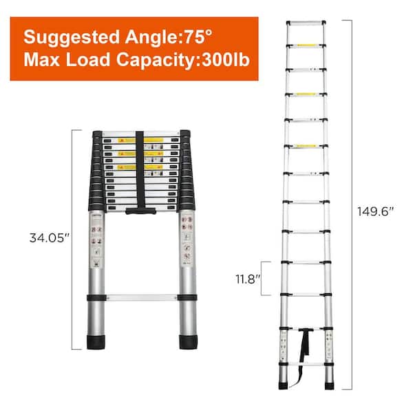 Compresable Ladder Portable Folding Ladder 20.3FT Aluminum Telescoping Ladder - 330lb ...