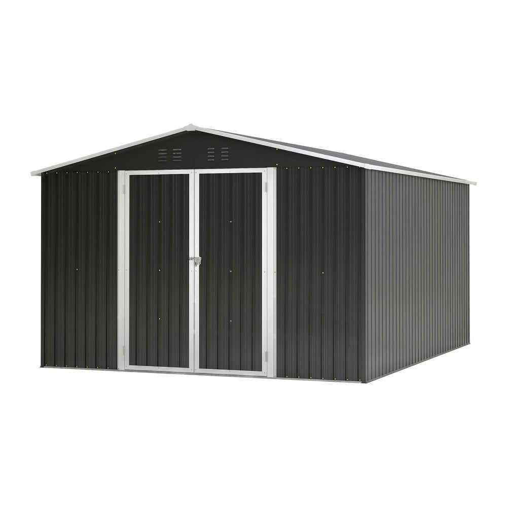 10x12 FT Outdoor Metal Storage Shed, Lockable Heavy Duty Garden Tool House for Backyard & Lawn, Black(111.48 sq. ft.) price history on PriceWatchPro