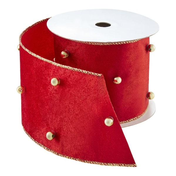 Home Accents Holiday 15 ft by 4 in Red Velvet Ribbon Roll