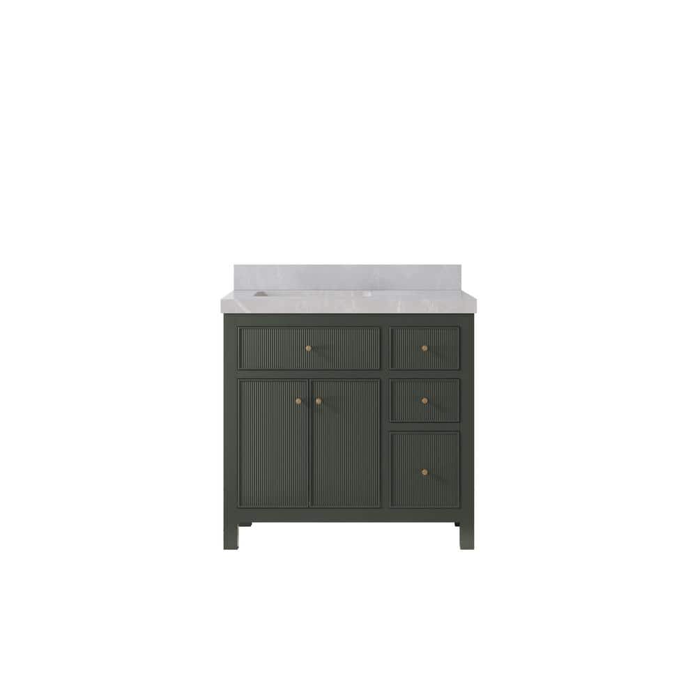 Sonoma 36 in. W x 22 in. D x 36 in. H Left Offset Sink Bath Vanity in Pewter Green with 2 in. Pearl Gray Quartz Top price history on PriceWatchPro
