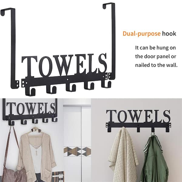 Kuhome Over The Door Hooks Towel Holder for Bathroom Door Mount Towel Rack Towel Hooks for Bedroom Kitchen Pool Beach Towels Bathrobe Wall Mount Hang