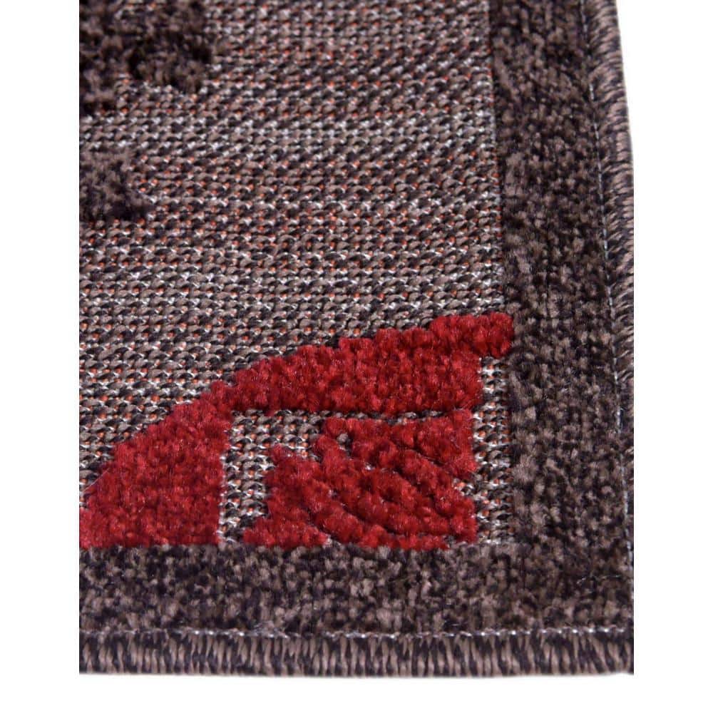 Reversible Rectangular Outdoor Rug in Brown and Gray, Synthetic 5'x8'