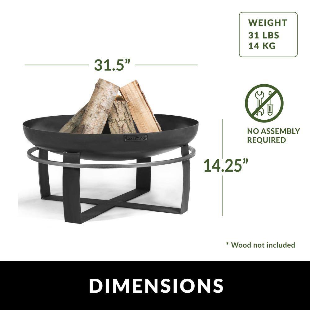 Viking 32" Black Steel Fire Pit with Grill Plate