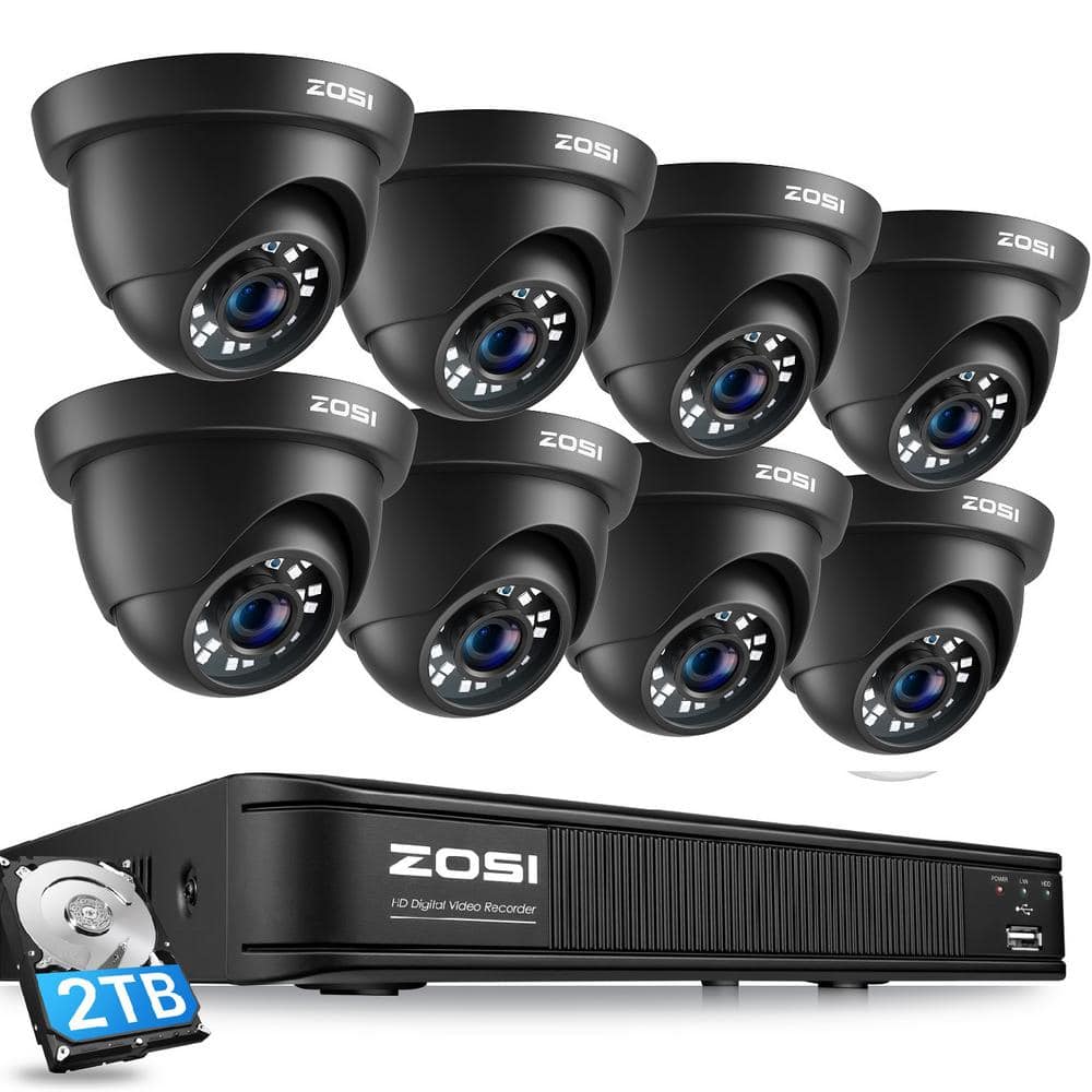 8-Channel 5Mp-Lite 2TB DVR Security Camera System with 8 1080p Outdoor Wired Cameras, Surveillance System -  ZOSI, 8VM-418B8S-20