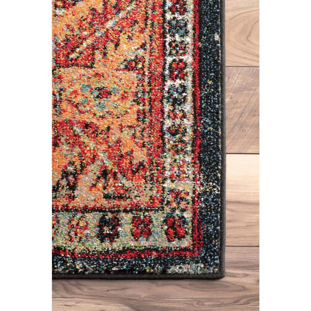 Multicolor Floral Synthetic 4' x 6' Area Rug