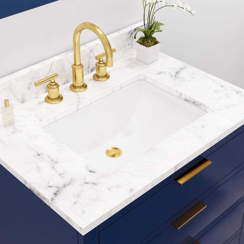 Bristol 30" Monarch Blue Single Sink Vanity with Carrara Marble Top