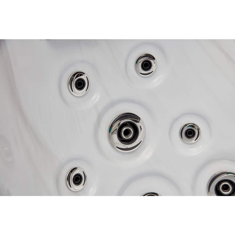 Gray Acrylic 3-Person Rectangle Hot Tub with LED Lighting