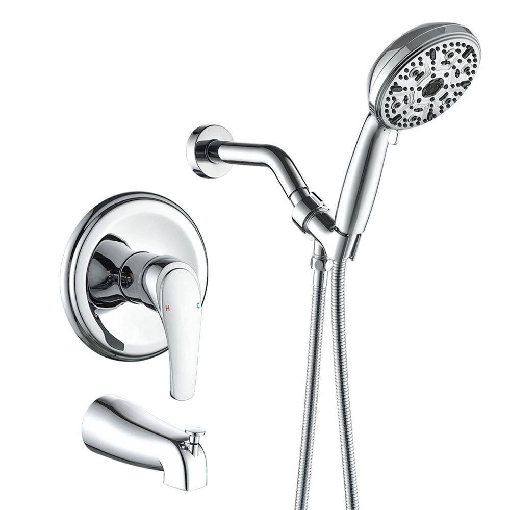 Single Handle 10-Spray Wall Mounted Tub and Shower Faucet 1.8 GPM Brass Shower System in Polished Chrome Valve Included price history on PriceWatchPro